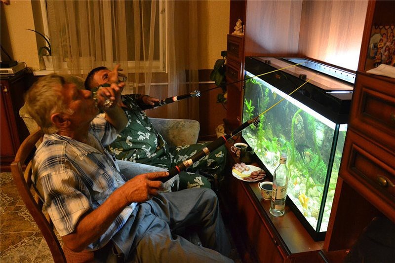 800x533, 113 Kb / аквариум, удочки, рыбаки, водка