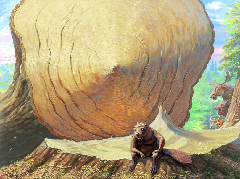 811x606, 169 Kb / бобр, дерево, бобер