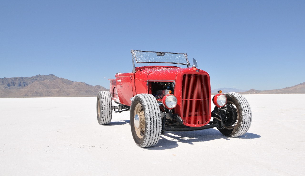 1280x741, 156 Kb / хот род, автомобиль, машина, соль, пустыня, покрышки, ретро,