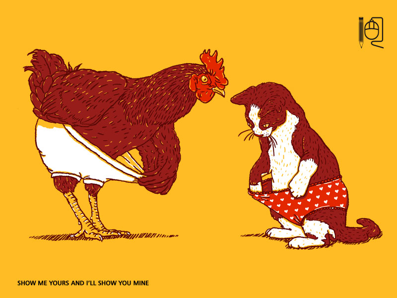 800x600, 89 Kb / петух, кошка, трусы, игра слов