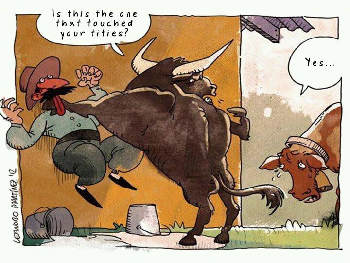 720x540, 75 Kb / бык, корова, сиськи, фермер