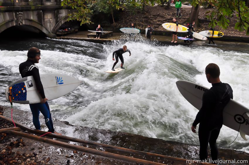 850x564, 114 Kb / Серфинг, Мюнхен, Айсбах, волна