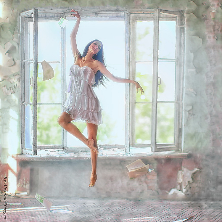 750x750, 220 Kb / окно, брюнетка, платье, белое