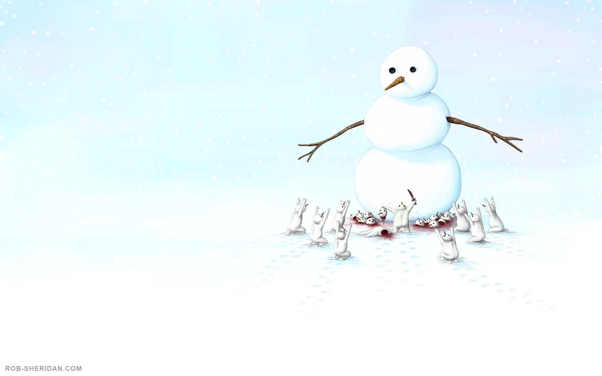 1920x1200, 328 Kb / снеговик, жертвоприношение, кровь