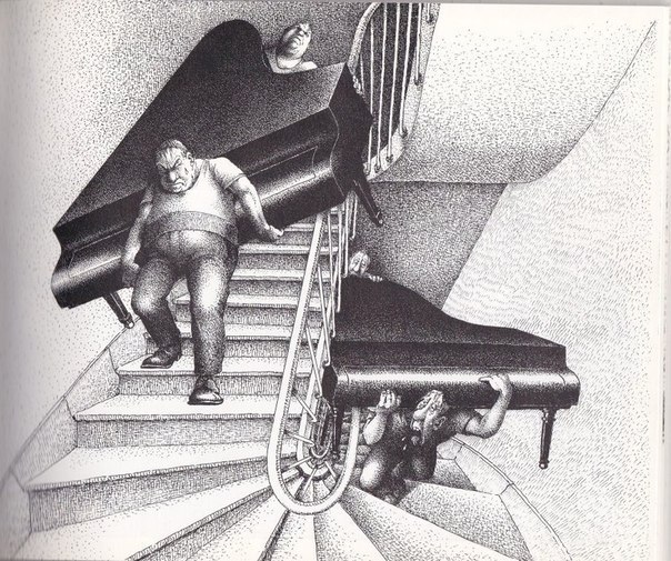 604x505, 119 Kb / Рояль, лестница, грузчики