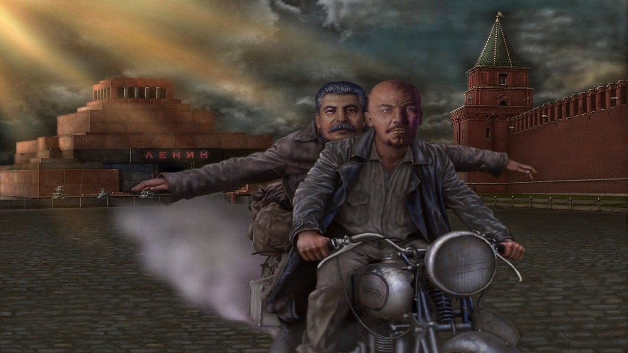 1280x720, 144 Kb / сталин, ленин, мотоцикл, кремль, мавзолей, титаник