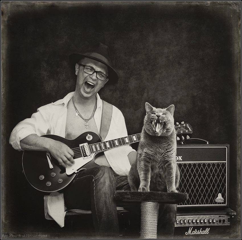 850x843, 101 Kb / певец, шляпа, гитара, котэ, песня, ч/б