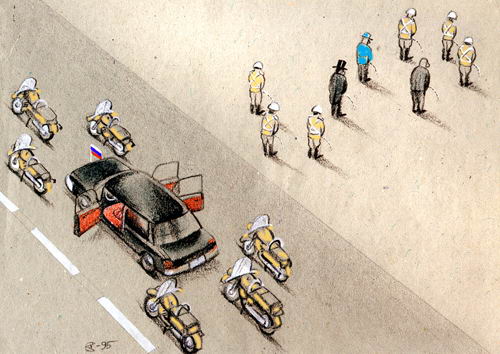 500x354, 42 Kb / лимузин, мотоциклы, охрана, вельможа, чиновник