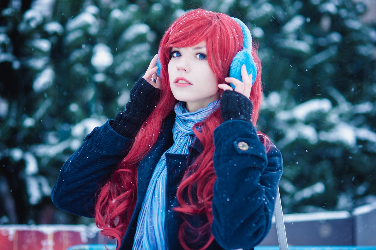 1280x851, 184 Kb / анастасия дитмар, aska, aksa, голубоглазая, снег, шарф