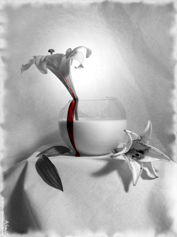 600x800, 117 Kb / лилия, ваза, кровь