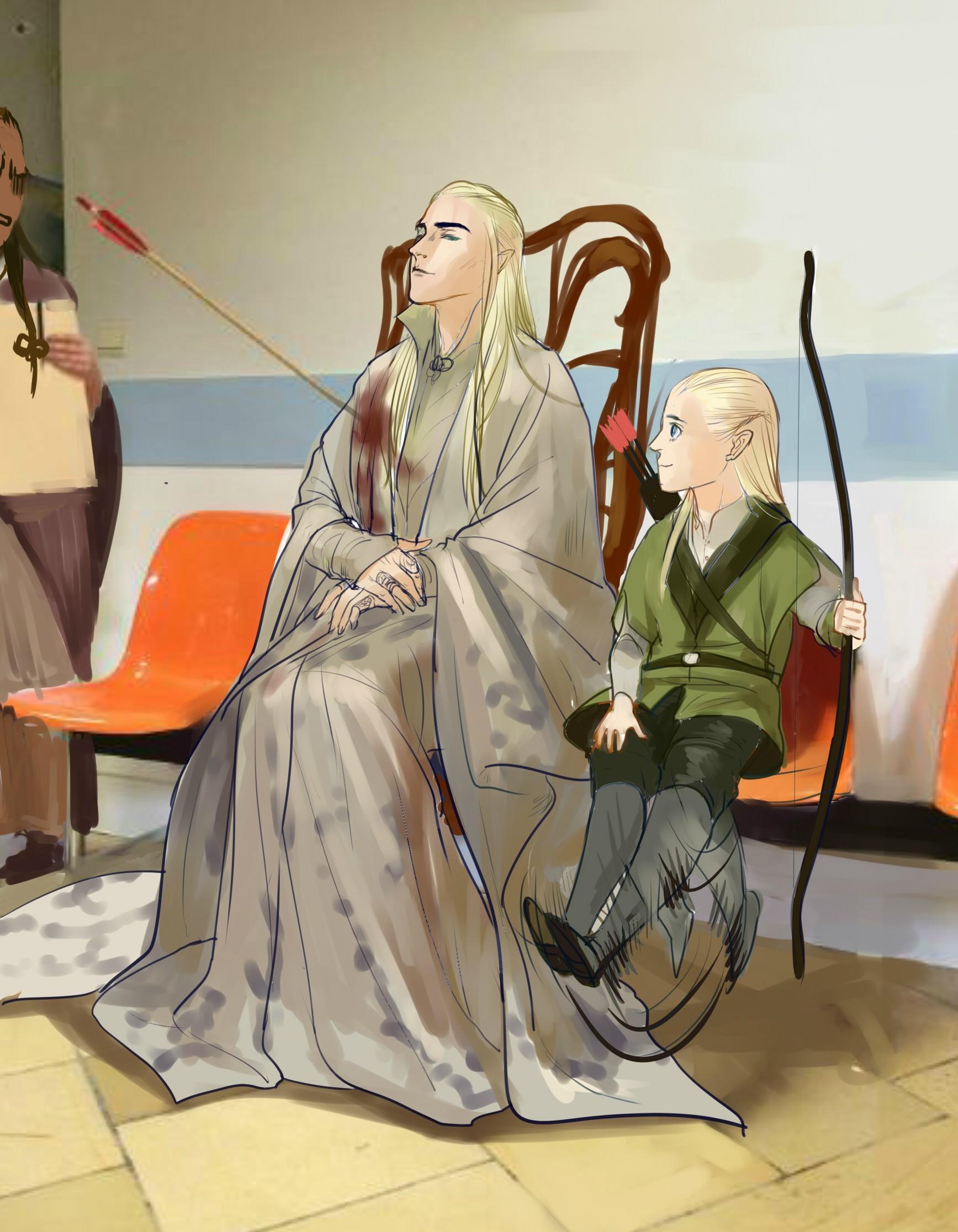 1735x2233, 271 Kb / Эльф, лук, стрела, рана, больница, приём