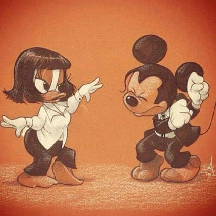 725x725, 60 Kb / Танец, джон Траволта, ума Турман, Дисней, утка, мышь, Криминальное, чтиво