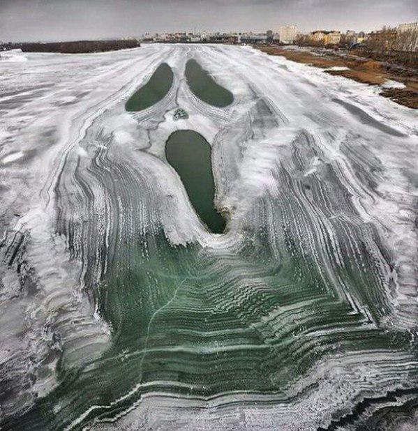 599x618, 84 Kb / Крик, Иртыш, Омск, река, лёд, промоина