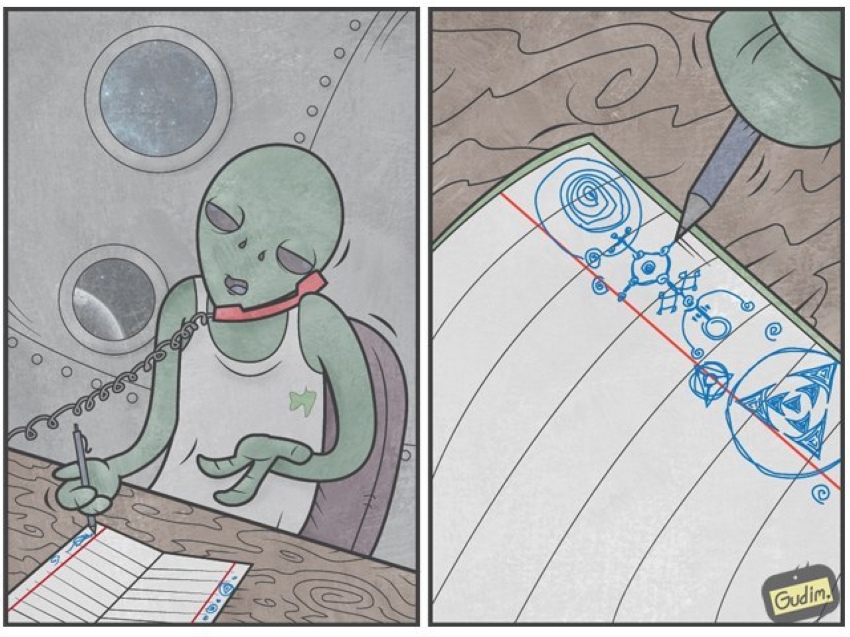 850x637, 219 Kb / инопланетянин, телефон, разговор, поля, рисунки