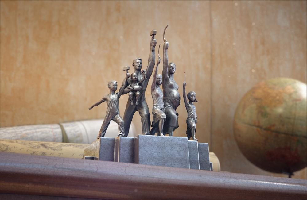 1000x652, 55 Kb / Рабочий, колхозница, дети, беременная, глобус