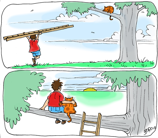 600x526, 254 Kb / кот, лестница, дерево