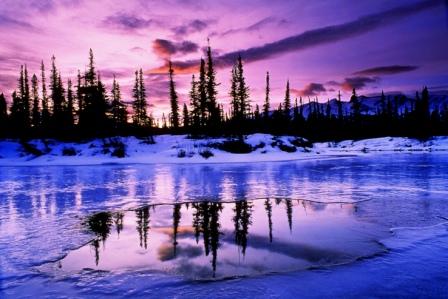 448x299, 29 Kb / закат, озеро, зима, лес