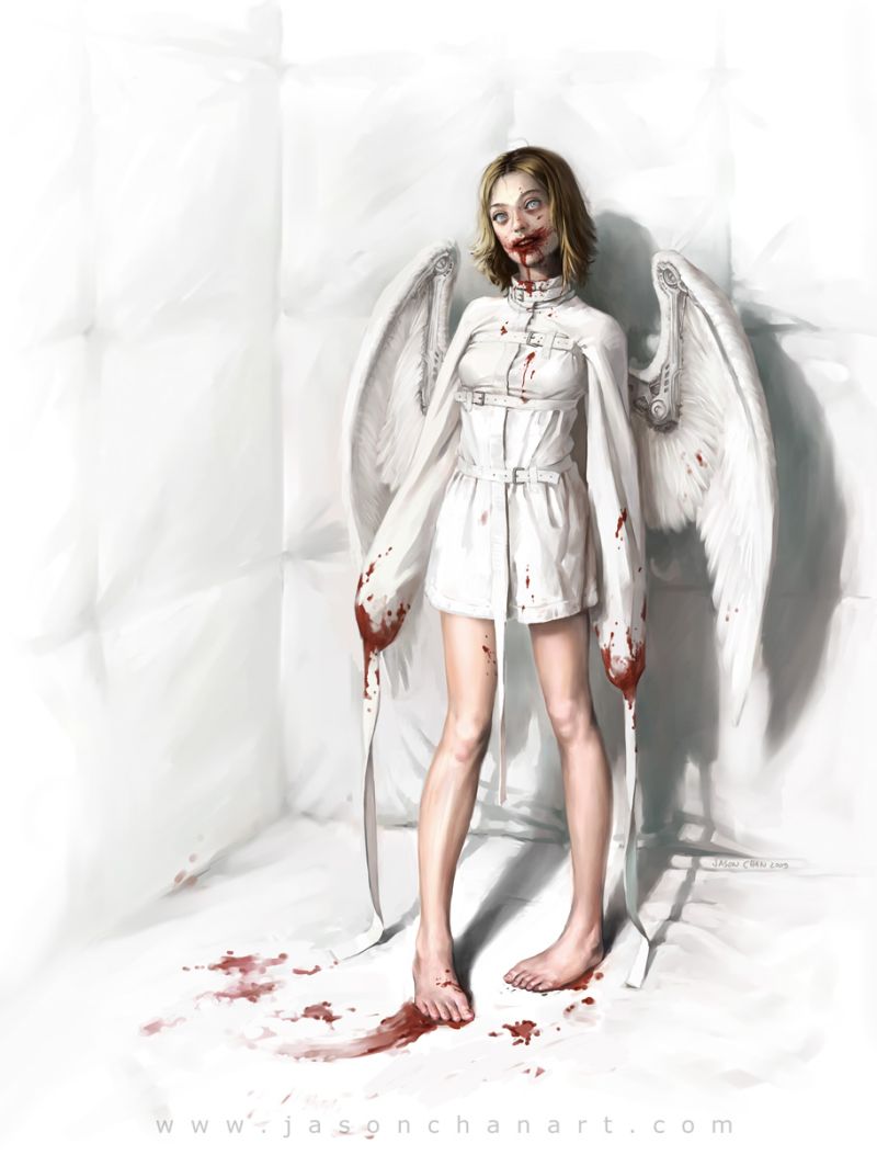 800x1053, 66 Kb / ангел, кровь, смирительная рубашка