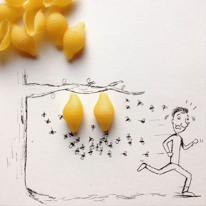 700x700, 68 Kb / макароны, ракушки, осы, улей, гнездо, сук, рисунок