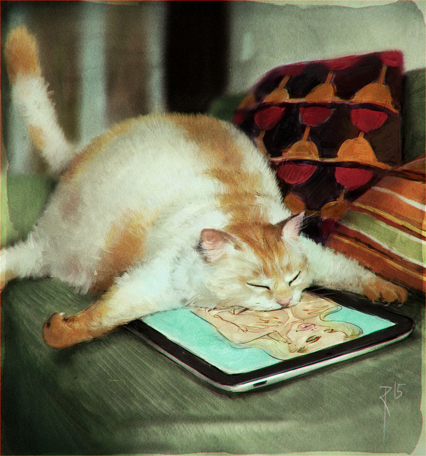 864x924, 211 Kb / котэ, планшет, сиськи, рисунок, вальдемар казак