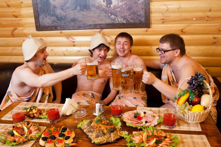 850x566, 131 Kb / сауна, пиво, мужики, поляна