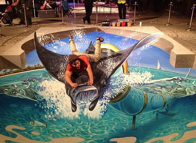 630x461, 127 Kb / граффити, рисунок, скат, иллюзия