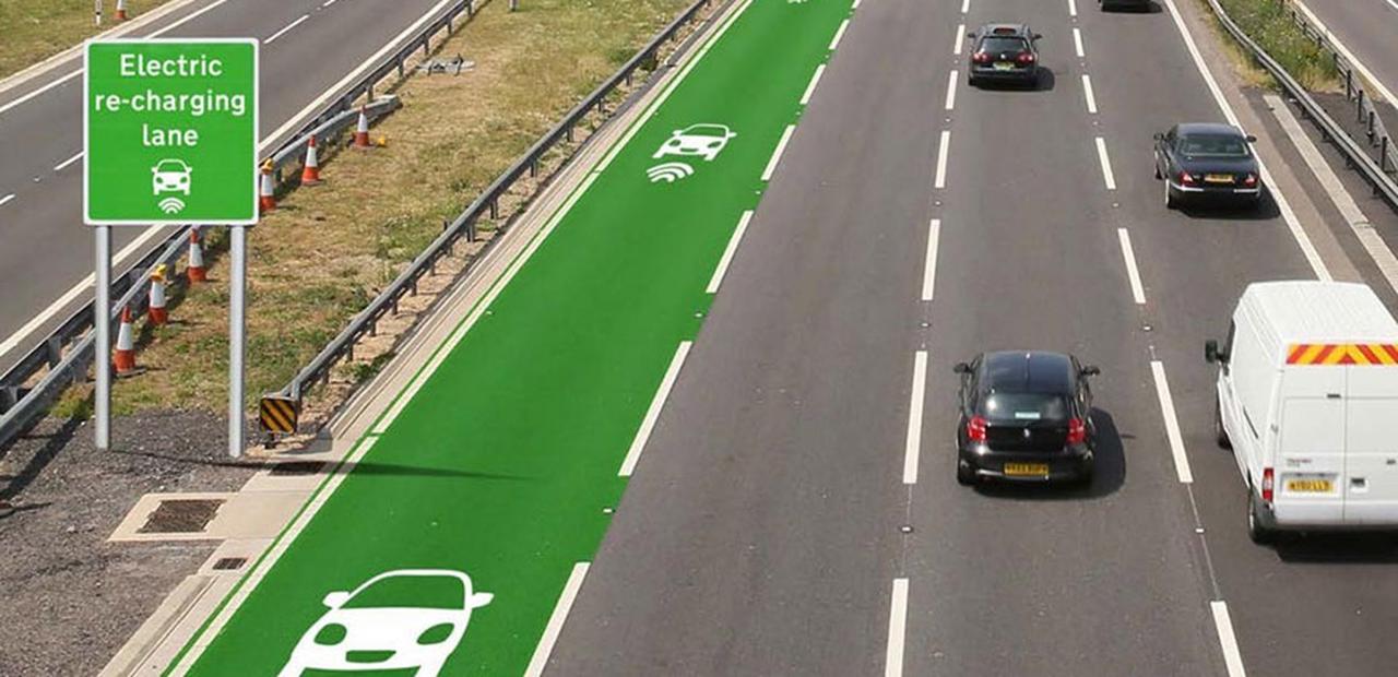 1280x620, 103 Kb / Дорога, полоса, подзарядка, электрокар