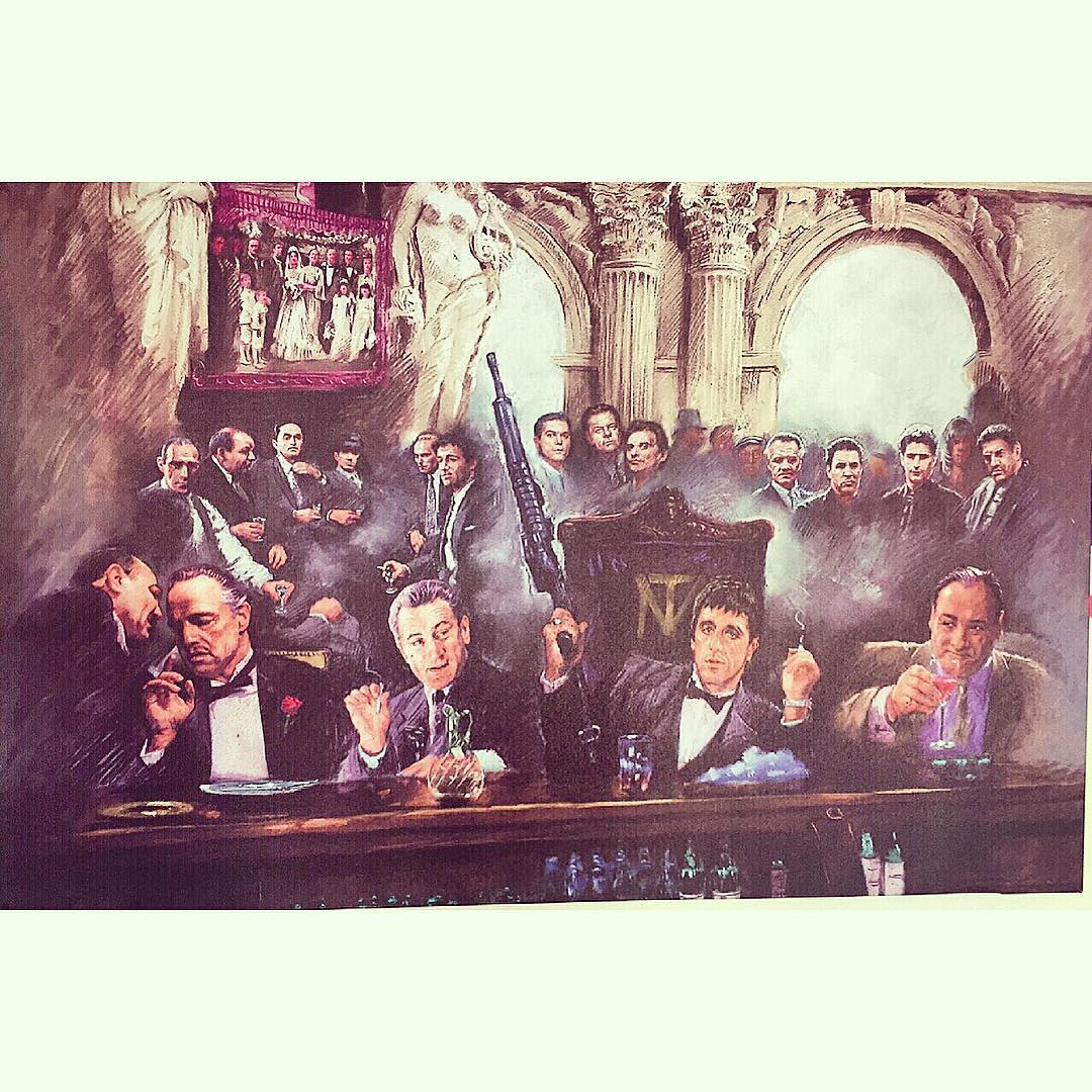 1080x1080, 211 Kb / автомат, крестный отец, аль пачино, марлон брандо, мафия, роберт де ниро, барная стойка