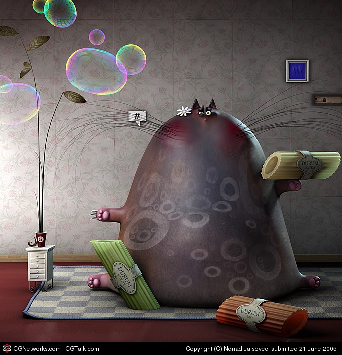 680x706, 129 Kb / киська, макароны, 3d