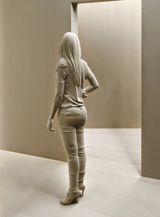 650x879, 71 Kb / статуя, дерево, коридор, девушка