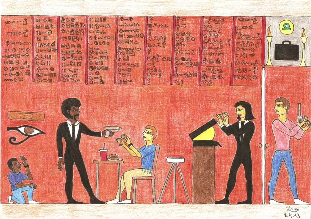 1024x722, 251 Kb / Pulp fiction, Египет, Криминальное чтиво, габмбургер, кола, деньги, Марселлас Уоллас