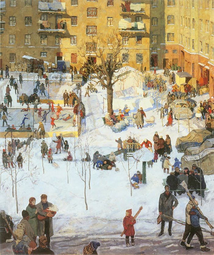 700x835, 166 Kb / Двор, люди, раньше, ПОПОВ, Игорь, Наш двор, 1964 г