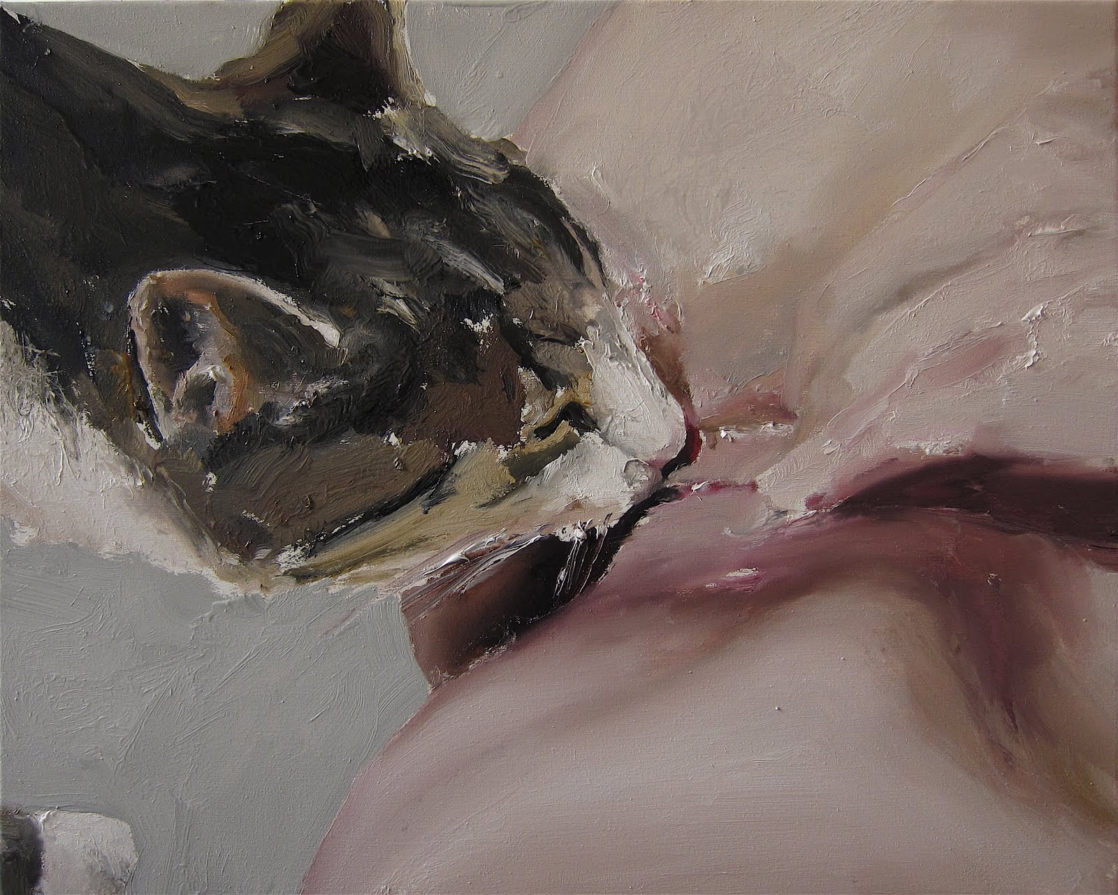 1600x1281, 375 Kb / кот, лижет, рисунок