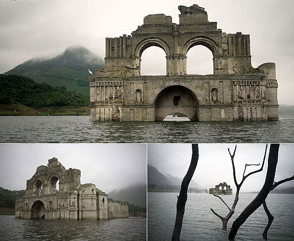 576x473, 119 Kb / Мексика, руины, вода, церковь