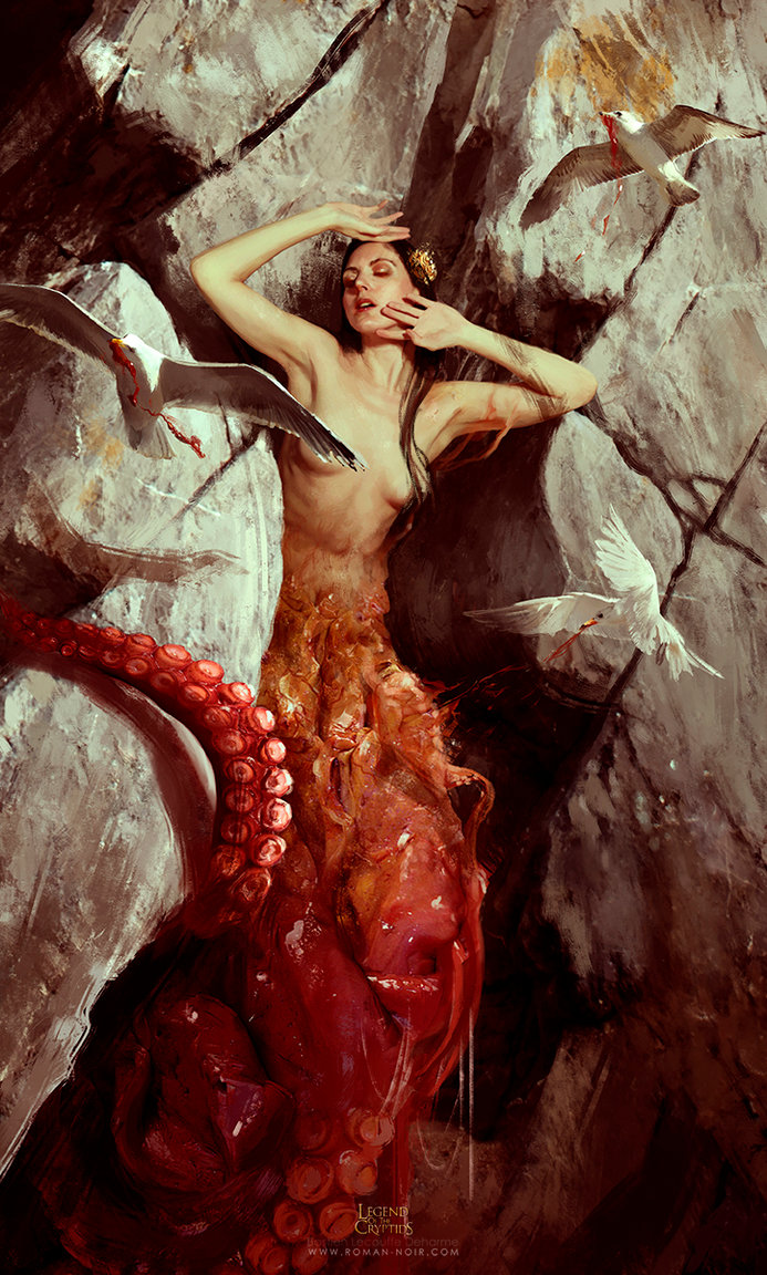 693x1152, 248 Kb / утёс, чайка, птица, осьминог, Bastien, Lecouffe, Deharme