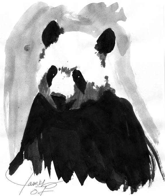 575x682, 74 Kb / панда, рисунок, ч/б