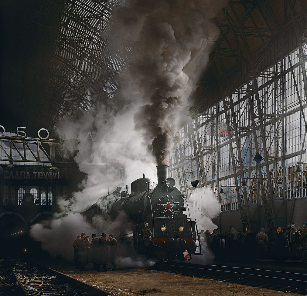 1011x977, 338 Kb / паровоз, вокзал, Слава труду, военные, Красная звезда
