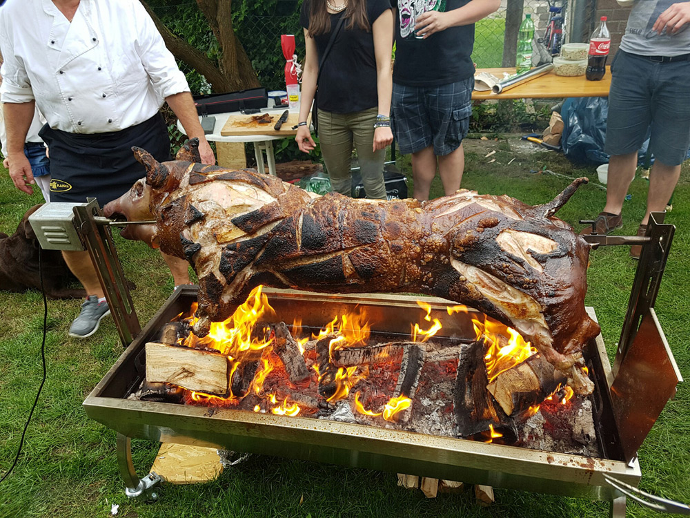 1000x750, 386 Kb / поросёнок, вертел, огонь