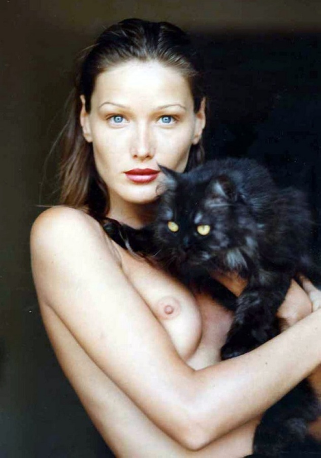 632x900, 142 Kb / carla bruni, helmut newton, голубоглазая, кот