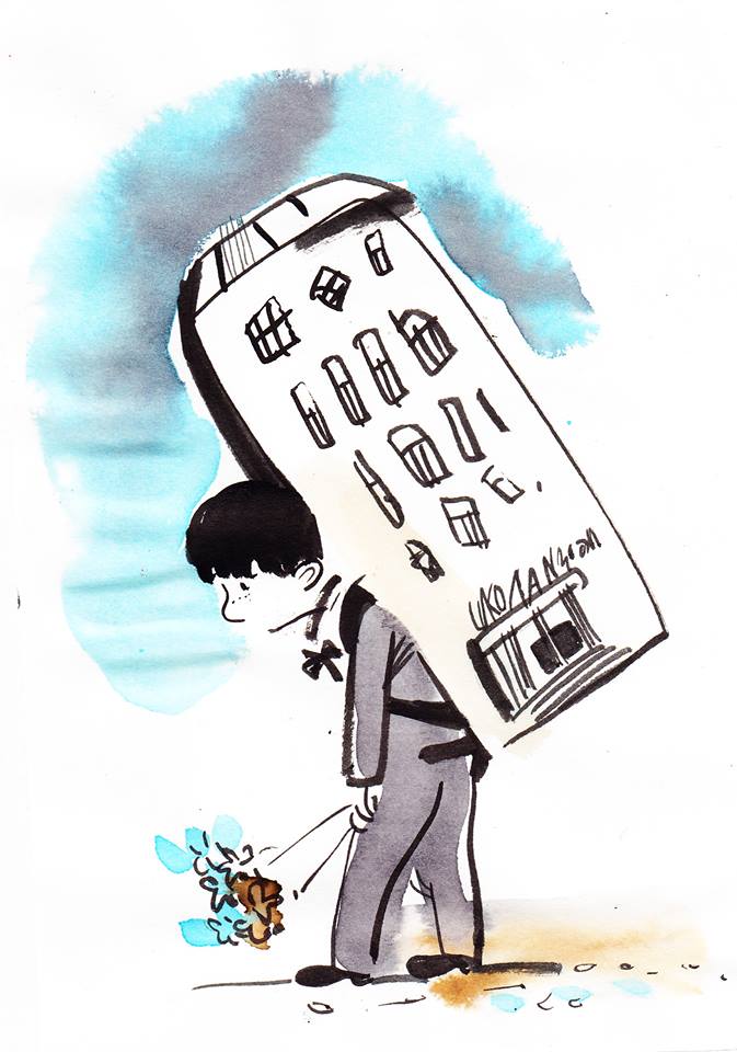 673x960, 69 Kb / школа, ученик, портфель, рюкзак, груз, букет, Евгения, Двоскина