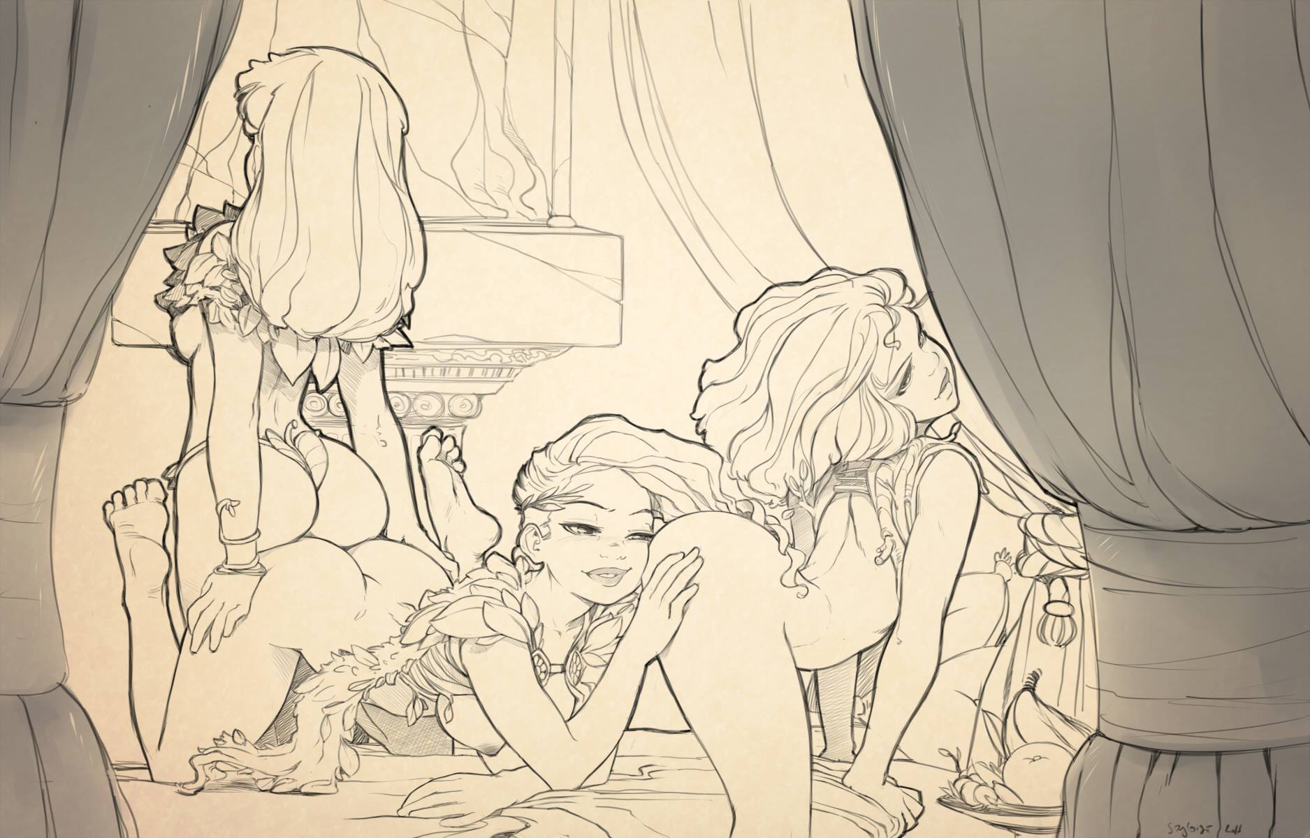 1875x1200, 214 Kb / карандаш, рисунок, попы,Styloide Illustrateur