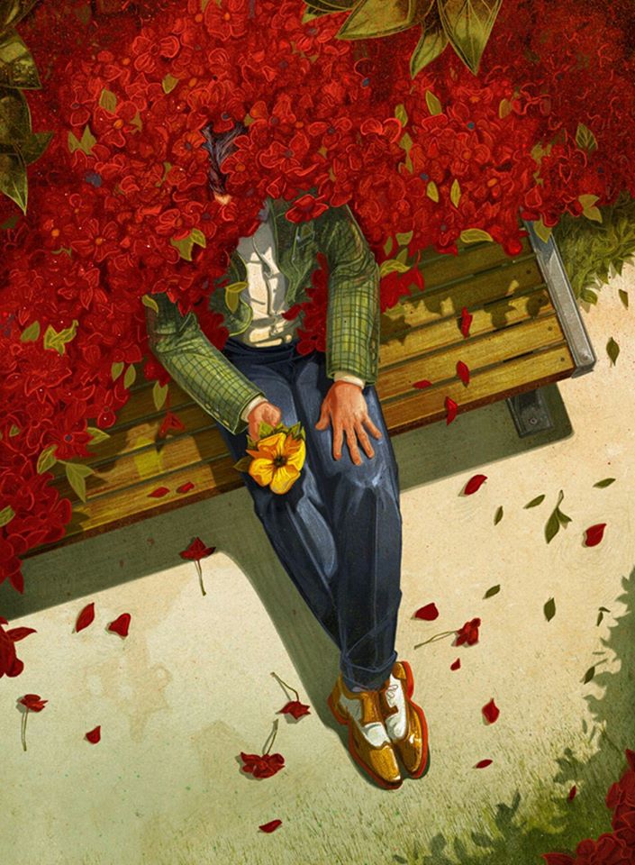 705x960, 138 Kb / цветы, скамейка, ботинки, ожидание, Jonathan, Bartlett