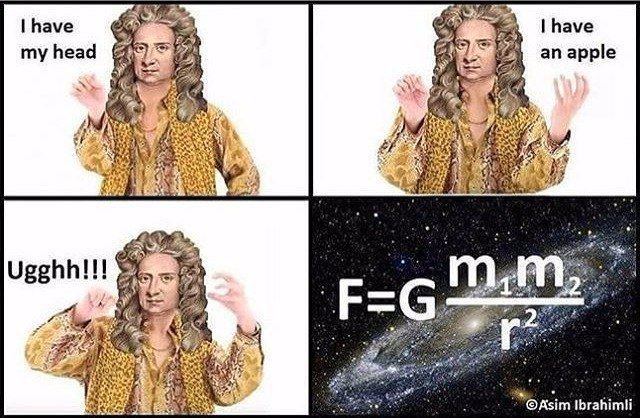 640x418, 85 Kb / мем, PPAP, яблоко, Ньютон, гравитация, формула