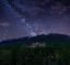ночь, небо, звезды, лес, дорога, горы