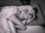 сиськи, голая, кровать, подушка, одеяло, Mila azul, ч/б