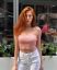рыжая, топик, джинсы, Jia Lissa