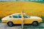 автомобиль, классика, ретро, audi, жёлтый, поле, цветы
