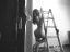 лестница, ч/б, голая, дверь, малярша